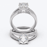 Duet Round Brilliant Split Pave Ring
